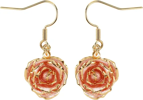 Miniatura 10 de Aretes de rosa chapados en oro para mujer, aretes de rosa de moda, el mejor regalo para esposa, madre en el día de San Valentín, aniversario