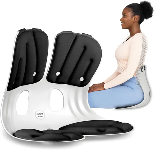 Miniatura 18 de curble Grand Cover, funda desmontable para silla de adulto, soporte ergonómico para respaldo de silla y soporte lumbar (azul)