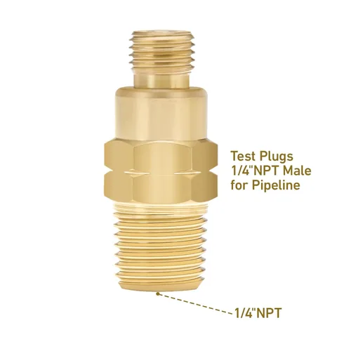Miniatura 4 de Adaptador de calibre de latón 1/4 NPT hembra, 2-1/2 OAL x 1-2/5 "x 1/8" sonda con funda de acero inoxidable, kit de montaje de manómetro