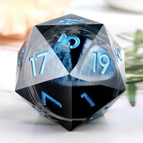 Miniatura 14 de D20 Dados Metal DNDND - Dados metálicos grandes de 1.299 in con magnífica caja de regalo para Calabozos y Dragones (rayas verdes)