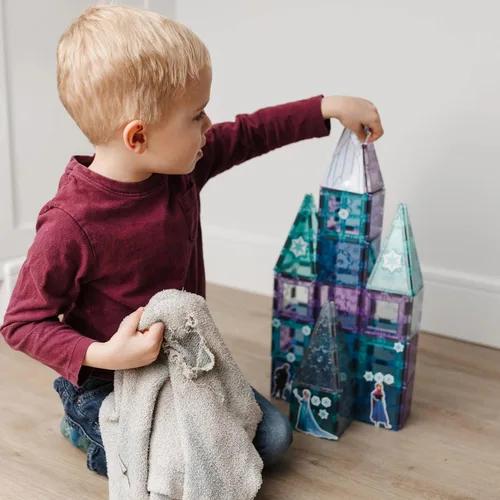 Miniatura 16 de Tytan Toys Disney Frozen - Azulejos magnéticos de castillo de princesa, juego de construcción STEAM de 68 piezas con azulejos con purpurina