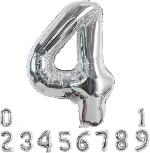 Miniatura 10 de TONIFUL Globos plateados de 40 pulgadas con números grandes del 0 al 9, número 8, globos digitales de aluminio de helio Mylar con números grandes
