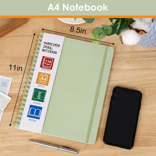 Miniatura 2 de LABUK Cuaderno de espiral de 8.5 x 11 pulgadas, cuadernos A4 de tapa dura para mujer, 55 hojas y 110 páginas, diario grande para el trabajo