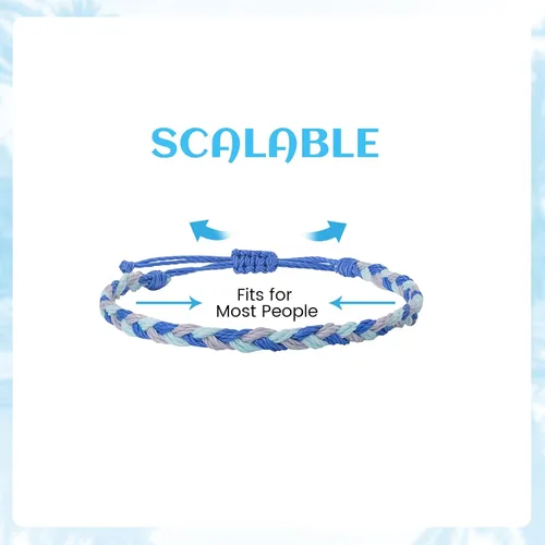 Miniatura 7 de Pulseras de playa boho surfistas, tobilleras ajustables con cuentas, pulseras trenzadas hippies hechas a mano, impermeables, pulseras de cuerda