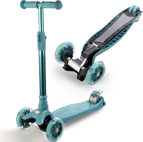 Miniatura 11 de Patinete de 3 ruedas para niños de 6 a 12 años, patinete infantil con ruedas iluminadas, diseño de cubierta resistente y 4 alturas ajustables, Rosa