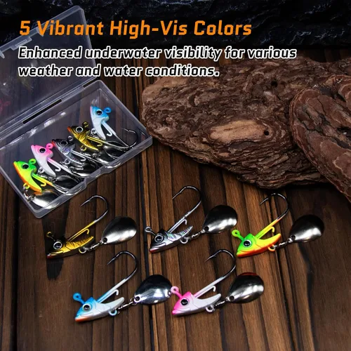 Miniatura 4 de Underspin Jig Heads Ganchos – 1/4 oz, 3/8 onzas, 1/2 oz Swimbait Jig Head con hoja giratoria para pesca de agua salada y agua dulce, 5