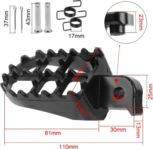 Miniatura 2 de FLYPIG Estriberas de aluminio Reposapiés Reposapiés para Dirt Bike 50 70 90 110 PW50 TW200 XR50R XR70 CRF50 CRF50F CRF70 CRF70F CRF80F CRF100F Negro