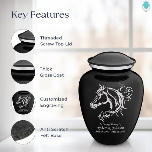 Miniatura 2 de Geturns Embrace - Urnas de cremación personalizadas para adultos para cenizas humanas, urna funeraria negra grande para hombres y mujeres, 200 libras