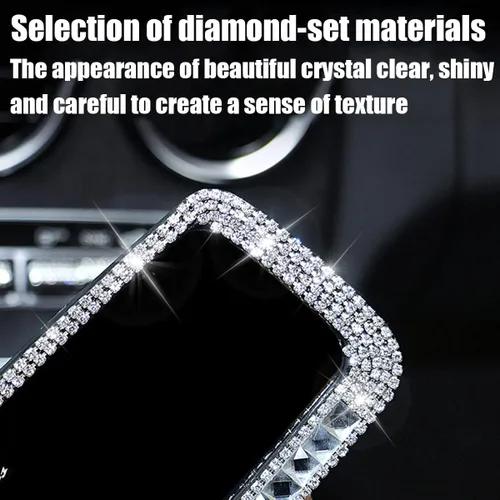 Miniatura 3 de AUCELI Espejo retrovisor para automóvil, espejo retrovisor interior con diamantes de imitación brillantes con vidrio HD, espejo retrovisor con clip