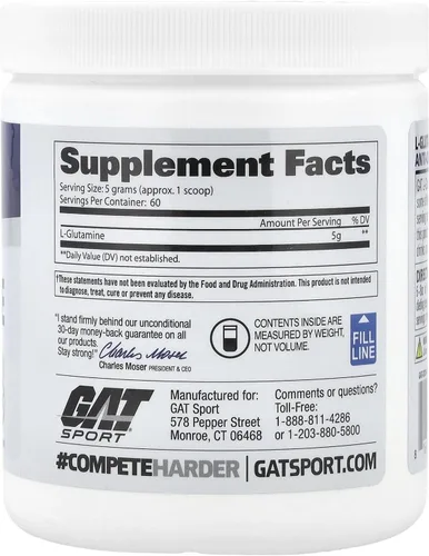Miniatura 2 de GAT SPORT L-Glutamina Sin Sabor 10.58oz 10.58 oz