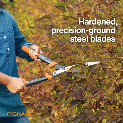 Miniatura 6 de Fiskars Tijeras de setos de 23 pulgadas, cortasetos con tecnología PowerGear2 que multiplica la potencia para menos esfuerzo, tijeras de jardín