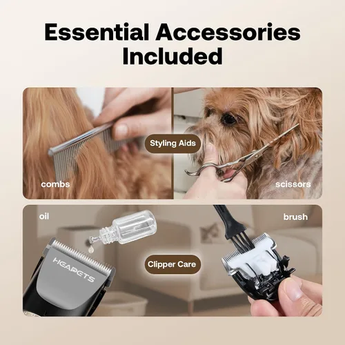 Miniatura 8 de HEAPETS Cortapelos para perros para aseo, bajo ruido, eléctrico silencioso, peine ajustable, cortapelo recargable inalámbrico para perros, gatos