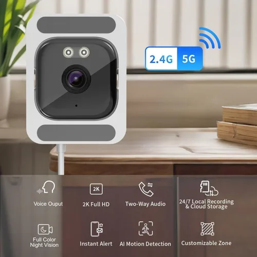 Miniatura 2 de Cámara de seguridad para interiores, cámara de ventana 2K de 3 MP, WiFi de 2.4 GHz/5 GHz, visión nocturna Starlight, grabación 24/7, cable de 8 pies