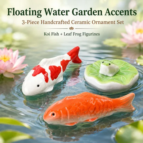 Miniatura 3 de Toddmomy Figuras flotantes de peces Koi, 3 piezas, adornos realistas de cerámica para acuario para peceras y estanques de jardín, accesorios