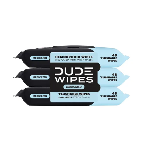 Miniatura 9 de DUDE Toallitas – Toallitas desechables medicadas – 1 paquete, 48 toallitas – Toallitas húmedas extra grandes para adultos sin perfume – Hamamelis