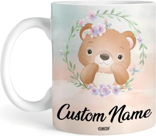 CUBICER Tazas de café personalizadas con nombre personalizado, tazas de cerámica blanca, regalos de Navidad de vidrio para niños, mujeres, adultos,