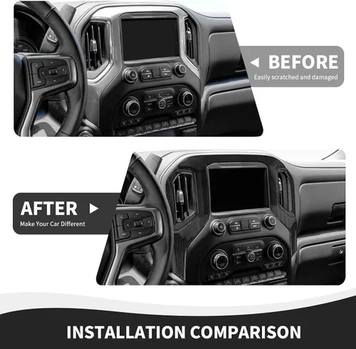 Miniatura 5 de RAZPOY Cubierta para panel de navegación Silverado, consola central, panel de navegación GPS, compatible con Chevy Silverado 2019-2021 y GMC-Sierra