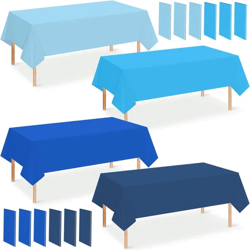 Miniatura 12 de Paquete de 12 manteles de plástico para baby shower de vaquero para mesas rectangulares, funda de mesa desechable con estampado de vaca, mantel