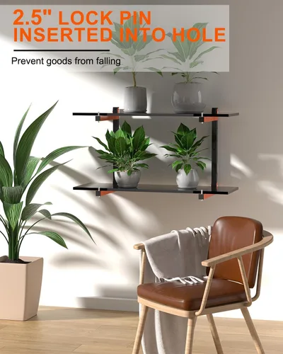 Miniatura 5 de Estante de almacenamiento de madera para montaje en pared, estante de almacenamiento de madera resistente con 9 niveles que soporta hasta 1080