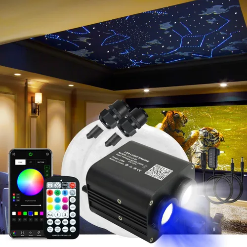 Miniatura 13 de AKEPO - Kit de luz de 20 W, RGBW, de cabezal doble, parpadeante, controlada a través de aplicación, fibra óptica, 900 unidades de fibras ópticas