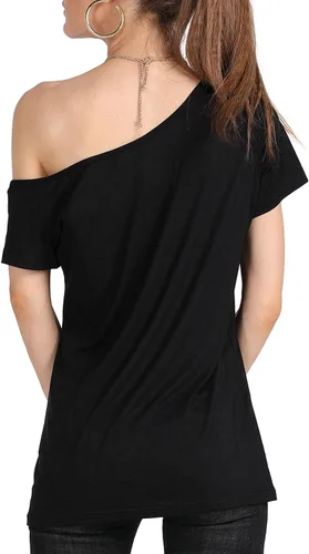 Miniatura 8 de MAGICMK - Camiseta casual para mujer, con estampado de labios y hombro descubierto, talla extragrande