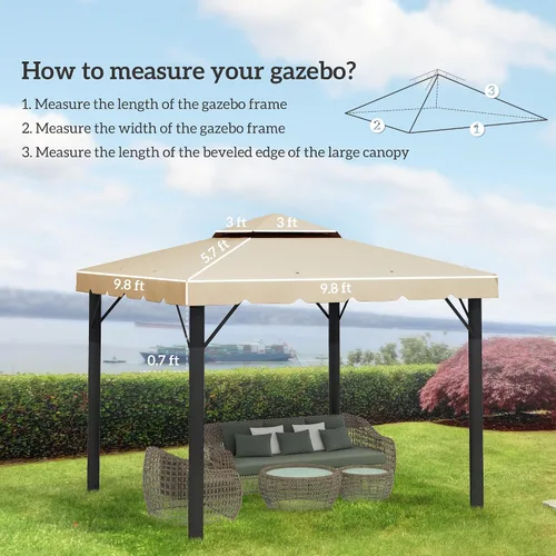 Miniatura 3 de Outsunny - Reemplazo de toldo para gazebo de 10 x 10 pies, cubierta superior con techo doble ventilado para marco Outsunny de 9.7 x 9.7 pies