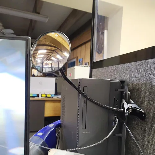 Miniatura 6 de Espejo de visión trasera de cubículo con clip acrílico Ampper, espejo convexo de seguridad flexible para monitores de visión trasera de escritorio
