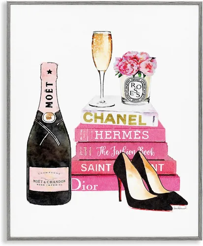Miniatura 10 de Stupell Industries Amanda Greenwood - Libro de moda rosa glamuroso con infiernos y flores, arte en lienzo, 24 x 30 pulgadas, fácil de colgar