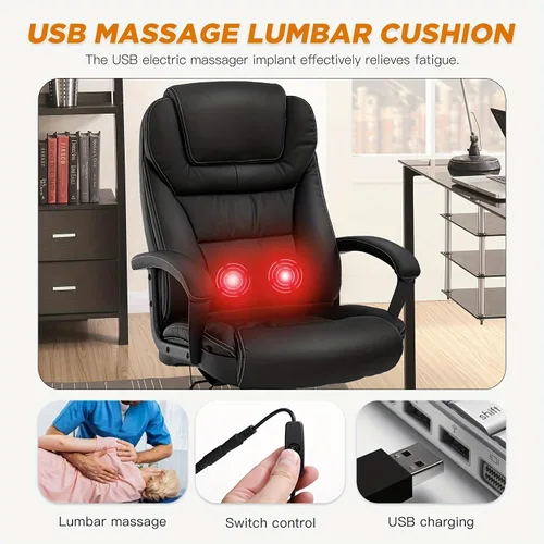 Miniatura 3 de Silla de oficina grande y alta, 500 libras, silla de escritorio ejecutiva resistente con asiento extra ancho, silla ergonómica de cuero sintético