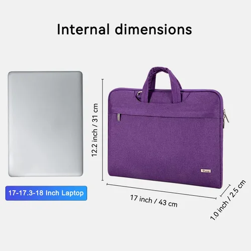 Miniatura 8 de Voova - Bolso de hombro para laptop de 14, 15, 15.6, 17, y 17.3 pulgadas, funda de transporte, maletín cruzado con correa Púrpura