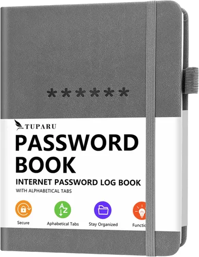 Miniatura 17 de Libro de contraseñas con pestañas alfabéticas - Organizador de direcciones de Internet y contraseñas de tapa dura - Cuaderno de contraseñas para Rosa
