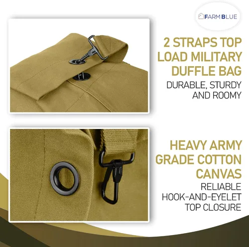 Miniatura 2 de Farm Blue Bolsa de viaje militar de 2 correas, Olive Drab, L, Clásico