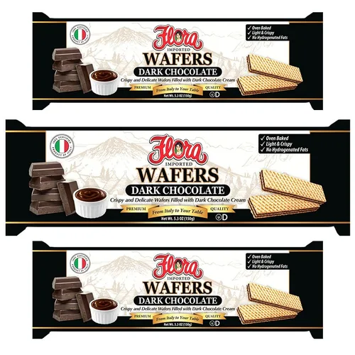 Miniatura 8 de Flora - Obleas italianas de chocolate - Obleas italianas crujientes rellenas de crema de chocolate - Horneado - Sin grasas hidrogenadas - 5.3 oz