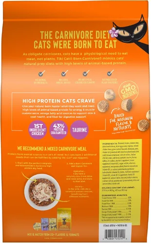 Miniatura 3 de Tiki Cat Born Carnivore - Alimento seco para gatos con alto contenido de proteínas, pollo deshuesado y huevo, bolsa de 5.6 libras