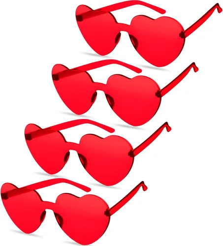 TOODOO 4 piezas de gafas de sol sin montura en forma de corazón transparente color caramelo gafas de fiesta