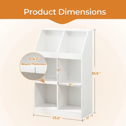 Miniatura 2 de NELYE Estantería de almacenamiento de madera de 6 cubos, gabinete abierto de 11 pulgadas, organizador simple y moderno para oficina en casa, sala