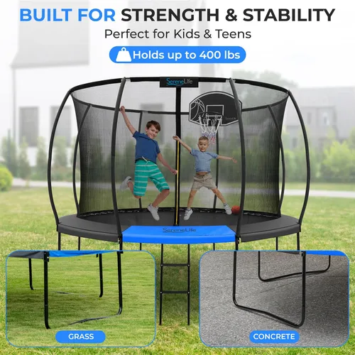 Miniatura 4 de SereneLife Trampoline Outdoor 8FT 10FT 12FT 14FT with Enclosure Net, Ladder and Anti-Rust Coating - ASTM Approved Recreational Trampolines - Heavy