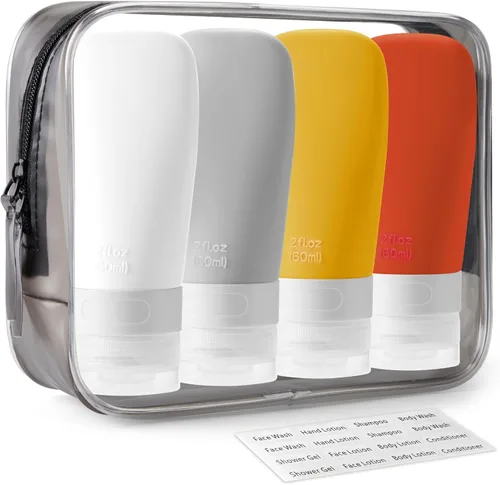 Miniatura 11 de INSFIT Botellas de viaje para artículos de tocador, recipientes de tamaño de viaje de 3 onzas aprobados por la TSA, sin BPA, tubos de silicona
