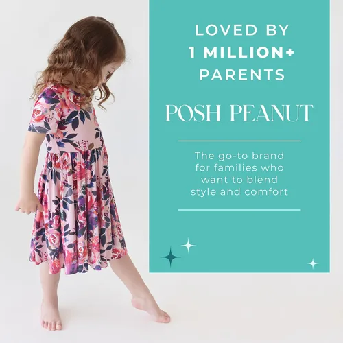 Miniatura 66 de Posh Peanut - Vestidos para niñas – Vestido suave para niña hecho con viscosa de bambú – Vestidos de otoño, primavera y verano para niñas