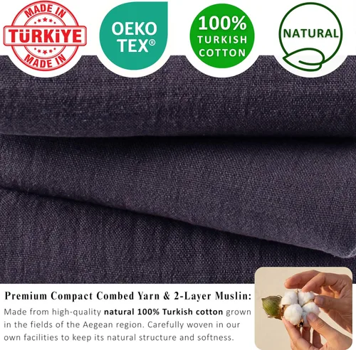 Miniatura 2 de PÜSKÜL - Toalla de baño de muselina de gran tamaño de 2 piezas para adultos, toallas de baño extra grandes de 35 x 70 pulgadas, 100% algodón turco
