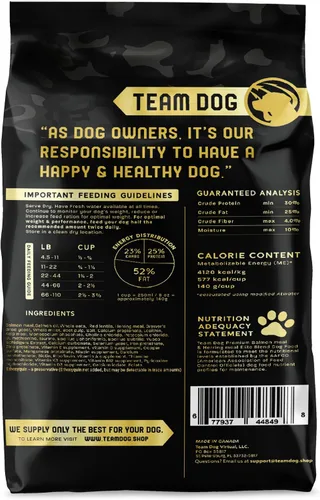 Miniatura 9 de TEAM DOG Elite Blend - Alimento para perros alto en proteínas, alto en calorías para aumento de peso, 30% de proteínas, 25% de grasa, 577 cal/taza