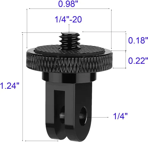 Miniatura 2 de Paquete de 6 adaptadores de trípode de cámara de aluminio de 1/4 "-20, compatible con cámaras de acción GoPro e Insta360, adaptador de montaje