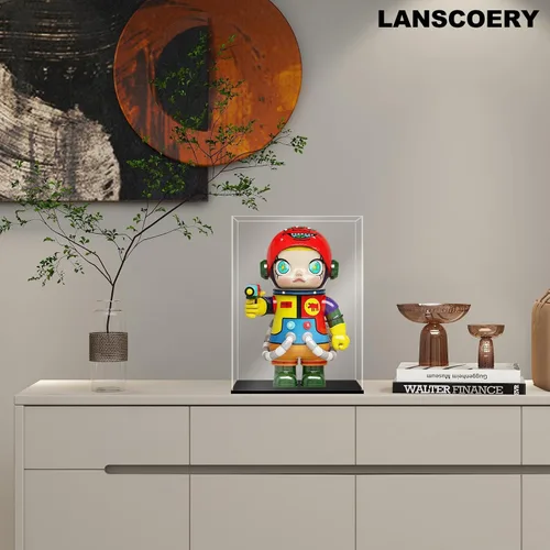 Miniatura 2 de LANSCOERY Vitrina de Acrílico, Caja de Exhibición Ensamblable para Coleccionables, con Diseño a Prueba de Polvo y Sin Costuras, Base Negra de Negro