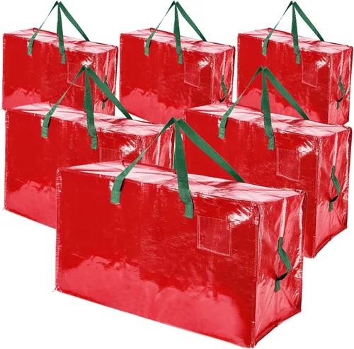 Miniatura 12 de Shappy 6 bolsas de almacenamiento de Navidad resistentes extra grandes para decoración de Navidad, bolsas de almacenamiento