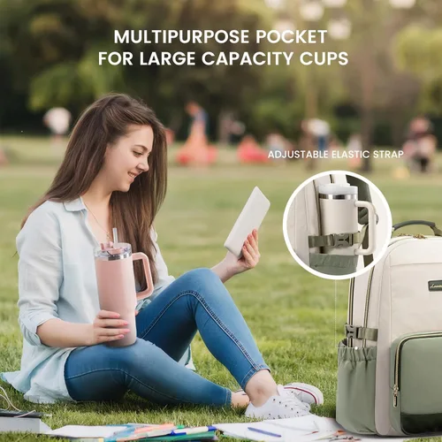 Miniatura 57 de LOVEVOOK Mochila para laptop para mujer, 15,6 pulg. Beige - Negro - Castaño