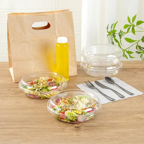 Miniatura 9 de Restaurantware Thermo Tek - Platos para servir de 7.5 x 2.4 pulgadas con tapas, 100 bandejas desechables para verduras, redondas para fiestas
