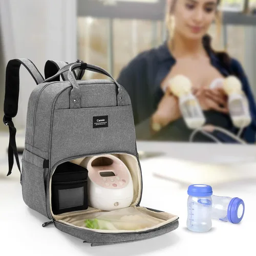 Miniatura 6 de CURMIO Bolsa para extractor de leche compatible con Spectra S1, S2, Medela, mochila para extractor de leche con compartimento para bolsa enfriadora
