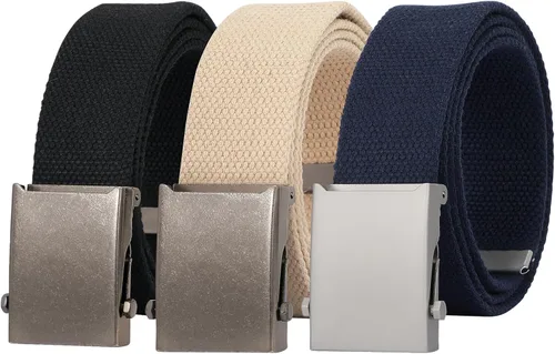 Miniatura 11 de JASGOOD 3 Pack Unisex-Adult Military Web Belt Canvas Web Belt for Men Adjustable Cloth Fabric Belt with Metal Buckle