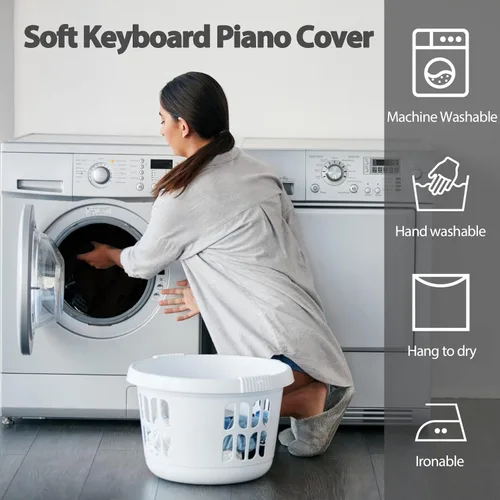 Miniatura 6 de Cubierta antipolvo para teclado de piano de 61 teclas, cubiertas protectoras ajustables a prueba de polvo y suciedad, cubierta completa, cierre