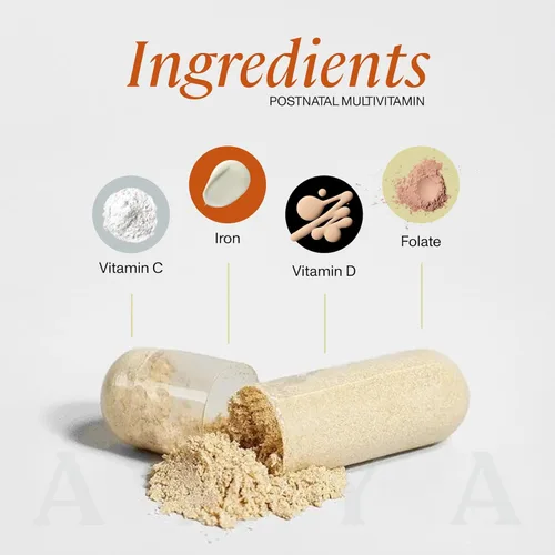 Miniatura 4 de ANYA Multivitamínico posparto, vitamina posnatal para mujeres lactancia, 30 cápsulas – Vitaminas A, C, D3, zinc, B12, biotina, folato y hierro
